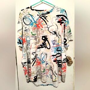 YININF size 2XL Mens Hip Hop Graffiti Short Sleeve T-Shirt